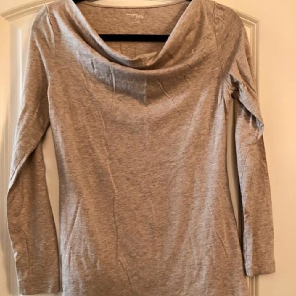 NY&Co Heather Oatmeal Cowl Shirt. Size Small